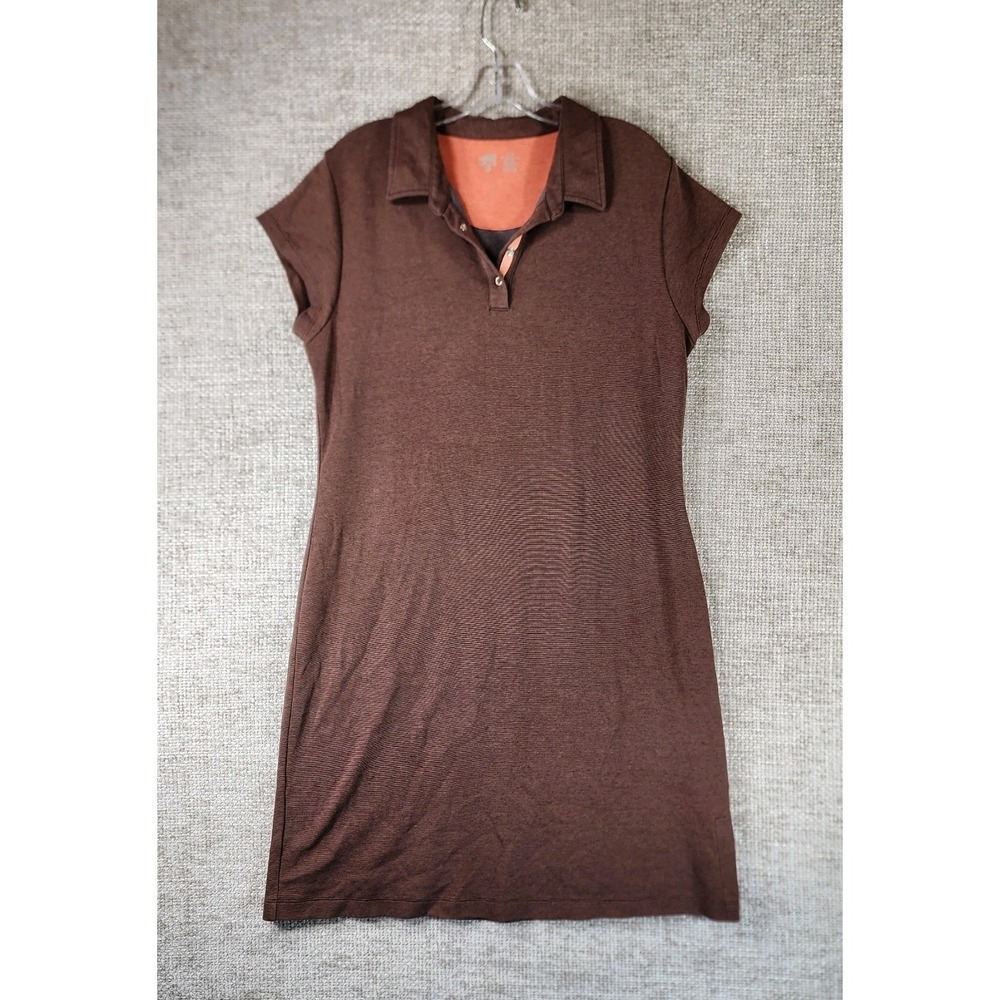 Horny‎ Toad Polo Shirt Dress Womens L Brown Knit Pickleball Athleisure Outdoors